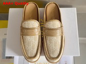Dior Boy Mule in Beige Cotton Embroidered with Dior Oblique Mitif and Calfskin Panels Replica