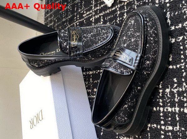 Dior Boy Platform Loafer Black and White Cannage Tweed Replica