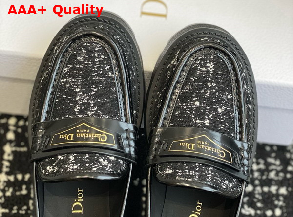 Dior Boy Platform Loafer Black and White Cannage Tweed Replica