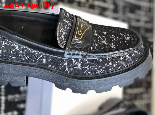 Dior Boy Platform Loafer Black and White Cannage Tweed Replica