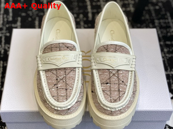 Dior Boy Platform Loafer in Beige Cannage Tweed Replica