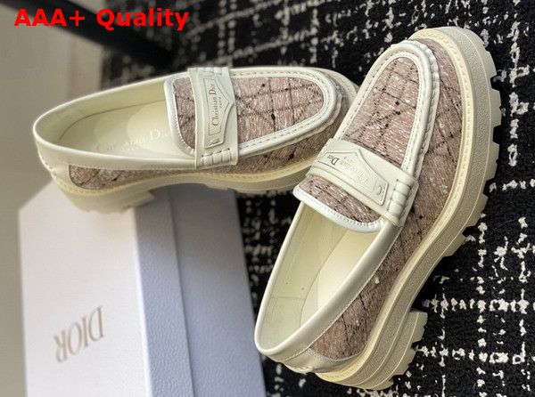 Dior Boy Platform Loafer in Beige Cannage Tweed Replica