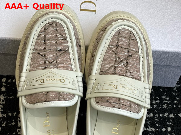 Dior Boy Platform Loafer in Beige Cannage Tweed Replica
