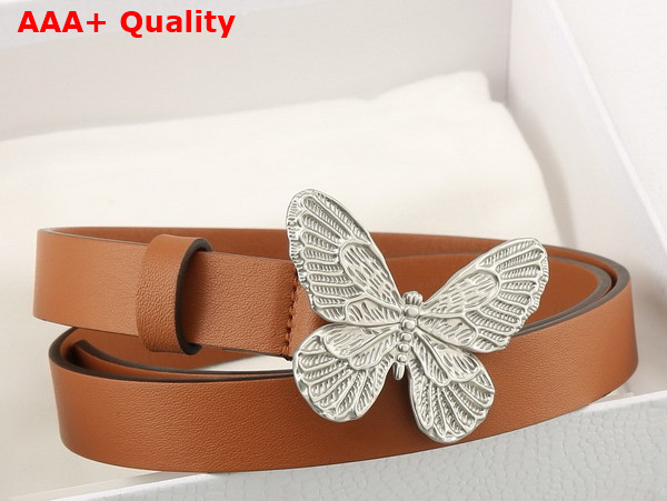 Dior Butterfly Buckle Belt in Brown Leather Replica