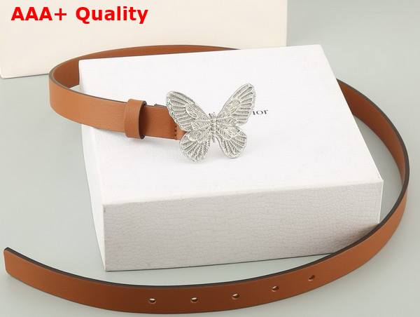 Dior Butterfly Buckle Belt in Brown Leather Replica