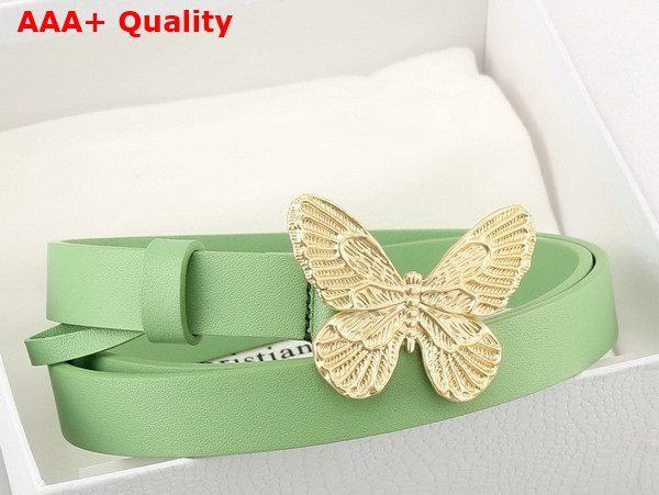 Dior Butterfly Buckle Belt in Green Leather Replica