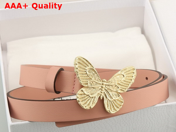 Dior Butterfly Buckle Belt in Pink Leather Replica