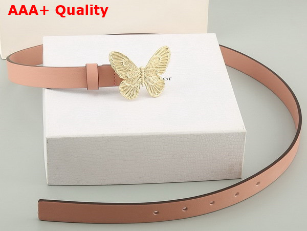 Dior Butterfly Buckle Belt in Pink Leather Replica