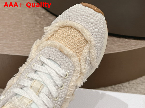 Dior C est Dior Sneaker Embroidered Cotton with Champagne Resin Pearls and Mesh Replica