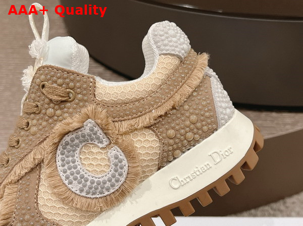Dior C est Dior Sneaker Embroidered Cotton with Nude Resin Pearls and Mesh Replica