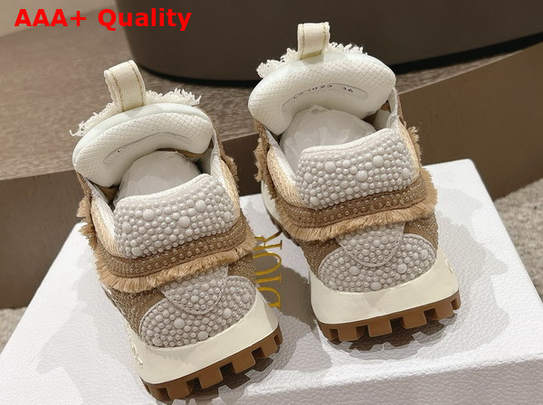Dior C est Dior Sneaker Embroidered Cotton with Nude Resin Pearls and Mesh Replica