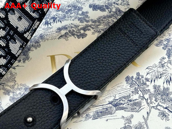 Dior CD Belt Buckle Reversible Belt Beige and Black Dior Oblique Jacquard and Black Grained Calfskin 35mm Replica