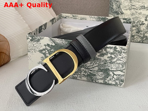 Dior CD Belt Buckle Reversible Belt Black and Navy Smooth Calfskin Replica