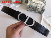 Dior CD Bucklet Buckle Belt in Black Croc Effect Calfskin with Palladium Finish Brass Buckle Replica