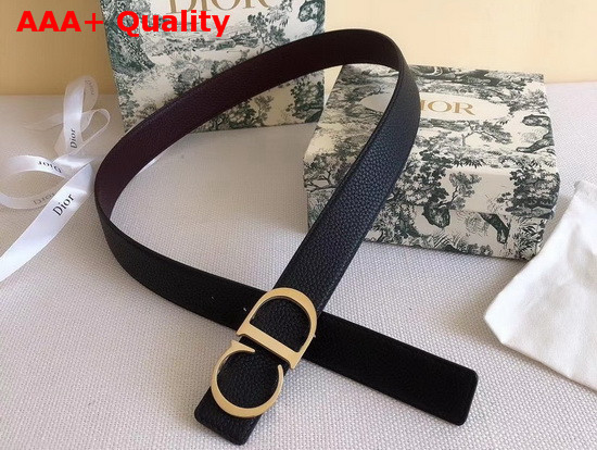 Dior CD Bucklet Buckle Reversible Belt in Black and Brown Grained Calfskin with Gold Finish Brass Buckle Replica