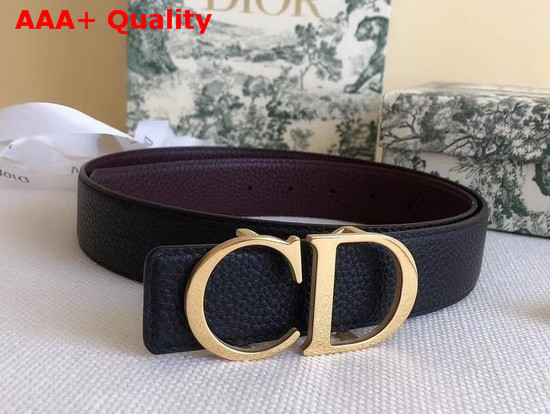 Dior CD Bucklet Buckle Reversible Belt in Black and Brown Grained Calfskin with Gold Finish Brass Buckle Replica