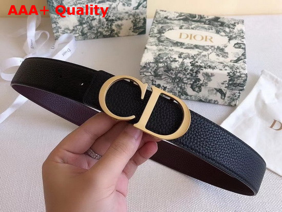 Dior CD Bucklet Buckle Reversible Belt in Black and Brown Grained Calfskin with Gold Finish Brass Buckle Replica