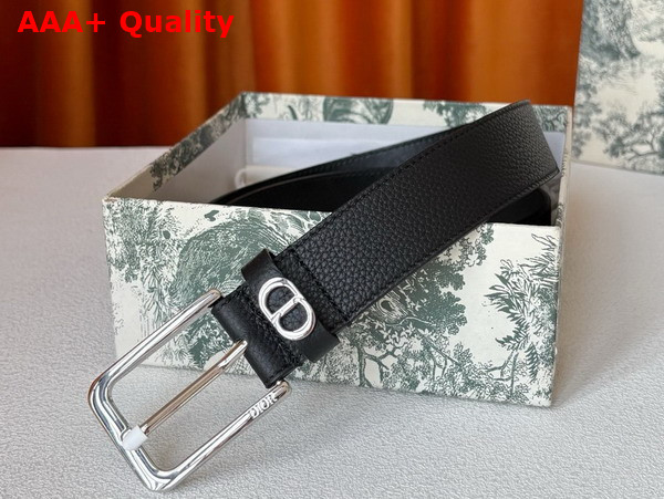 Dior CD Icon Belt in Black Grained Calfskin 33mm Replica