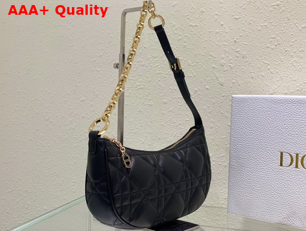 Dior CD Lounge Bag Black Supple Macrocannage Lambskin Replica