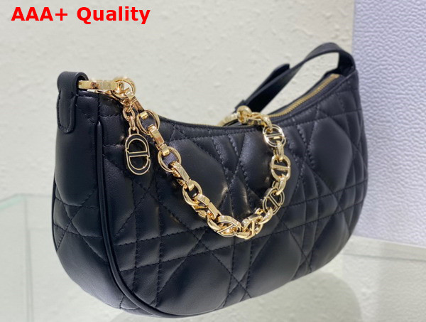 Dior CD Lounge Bag Black Supple Macrocannage Lambskin Replica