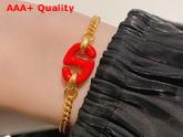 Dior CD Navy Bracelet Gold Finish Metal and Raspberry Lacquer Replica