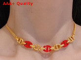 Dior CD Navy Necklace Gold Finish Metal and Raspberry Lacquer Replica