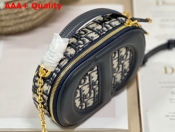 Dior CD Signature Oval Camera Bag Blue Dior Oblique Jacquard Replica