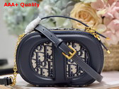 Dior CD Signature Oval Camera Bag Blue Dior Oblique Jacquard Replica