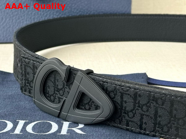 Dior CD30 Belt in Black Dior Oblique Jacquard and Black Grained Calfskin Replica