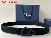 Dior CD30 Belt in Black Dior Oblique Jacquard and Black Grained Calfskin Replica