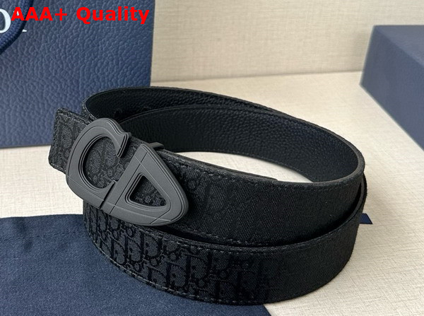 Dior CD30 Belt in Black Dior Oblique Jacquard and Black Grained Calfskin Replica