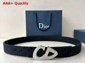 Dior CD30 Belt in Black Micro Dior Oblique Jacquard and Black Grained Calfskin Replica