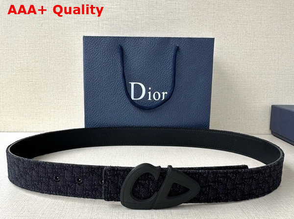 Dior CD30 Belt in Black Micro Dior Oblique Jacquard and Black Grained Calfskin Replica