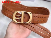 Dior Camel 30 Montaigne Calfskin Belt with Threaded Edges Replica