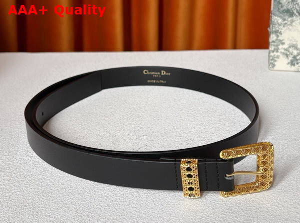 Dior Cannage Belt in Black Smooth Calfskin 25mm Replica