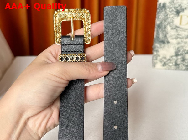 Dior Cannage Belt in Black Smooth Calfskin 25mm Replica