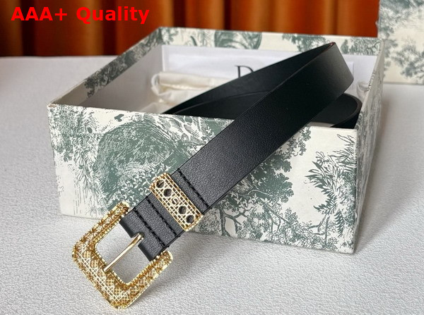 Dior Cannage Belt in Black Smooth Calfskin 25mm Replica