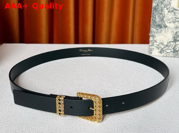 Dior Cannage Belt in Black Smooth Calfskin 25mm Replica