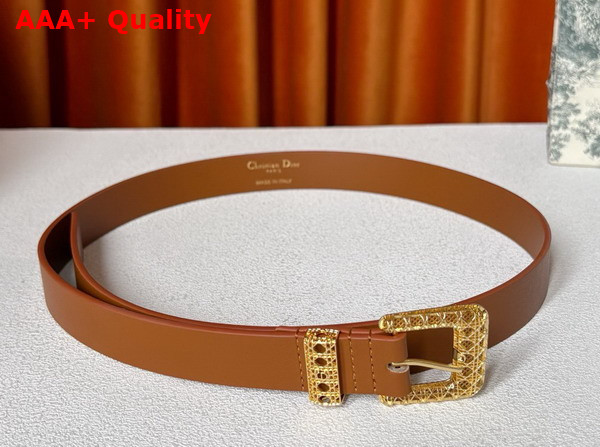 Dior Cannage Belt in Golden Saddle Smooth Calfskin 25mm Replica