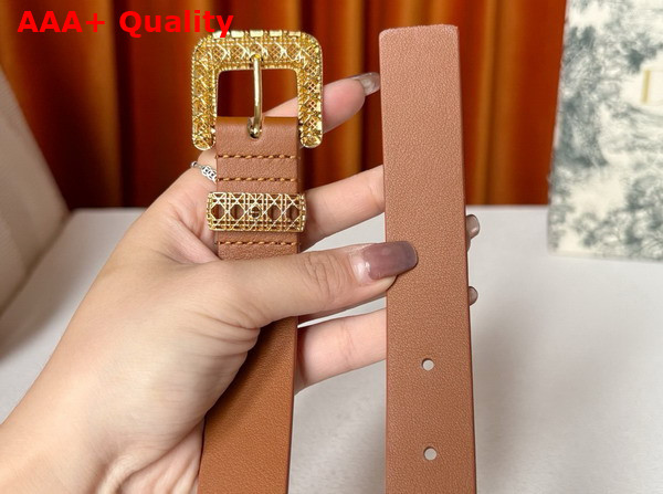 Dior Cannage Belt in Golden Saddle Smooth Calfskin 25mm Replica
