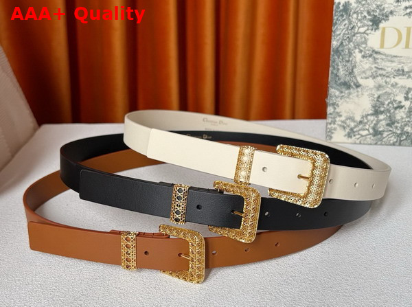 Dior Cannage Belt in Golden Saddle Smooth Calfskin 25mm Replica