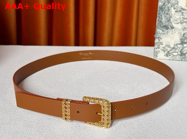 Dior Cannage Belt in Golden Saddle Smooth Calfskin 25mm Replica