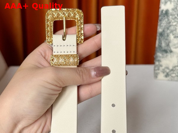 Dior Cannage Belt in Light Beige Smooth Calfskin 25mm Replica