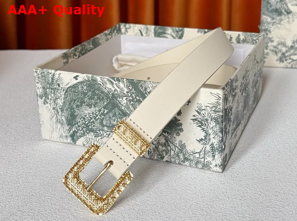 Dior Cannage Belt in Light Beige Smooth Calfskin 25mm Replica