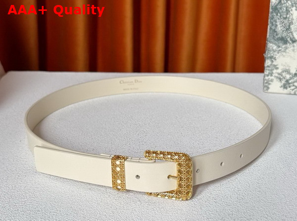 Dior Cannage Belt in Light Beige Smooth Calfskin 25mm Replica