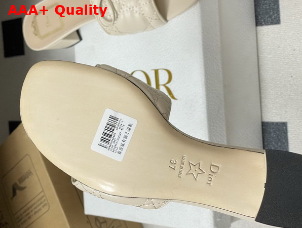 Dior Cannage Heeled Slide in Beige Quilted Cannage Lambskin Replica