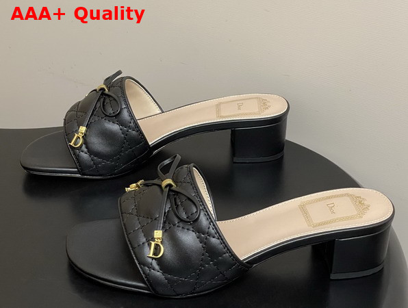 Dior Cannage Heeled Slide in Black Quilted Cannage Lambskin Replica