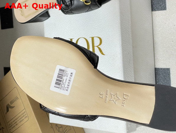 Dior Cannage Heeled Slide in Black Quilted Cannage Lambskin Replica