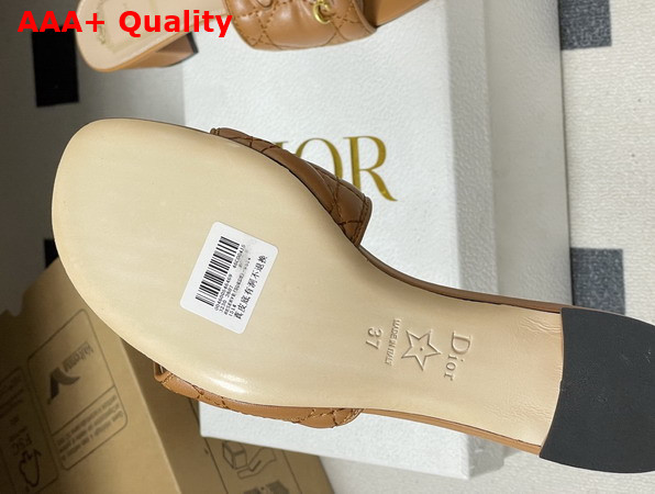 Dior Cannage Heeled Slide in Brown Quilted Cannage Lambskin Replica