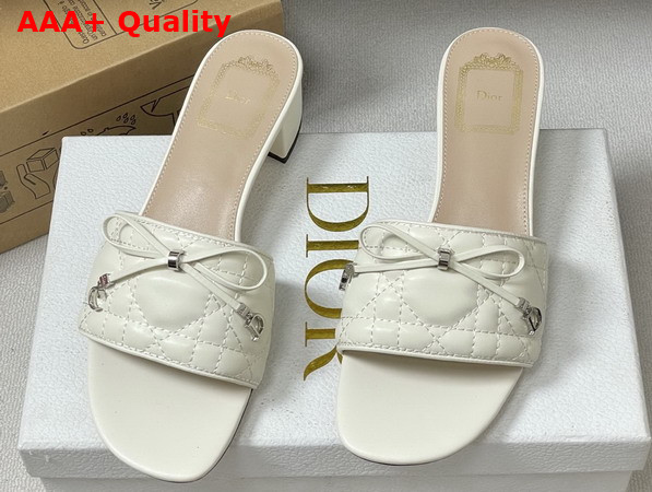 Dior Cannage Heeled Slide in White Quilted Cannage Lambskin Replica